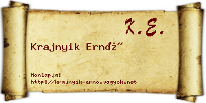 Krajnyik Ernő névjegykártya
